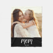 Mom Established Black Modern Script Foto Fleecedecke (Vorderseite)