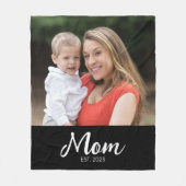 Mom Established Black Modern Script Photo  Fleecedecke (Vorderseite)