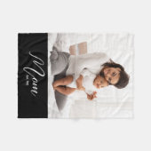 Mom Established Black Modern Script Photo Fleecedecke (Vorderseite (Horizontal))