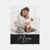 Mom Established Black Modern Script Photo Fleecedecke (Vorderseite)