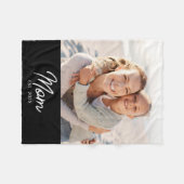 Mom Established Black Modern Script Photo Fleecedecke (Vorderseite (Horizontal))