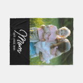 Mom Established Black Modern Script Photo Fleecedecke (Vorderseite (Horizontal))