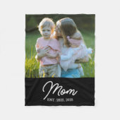 Mom Established Black Modern Script Photo Fleecedecke (Vorderseite)