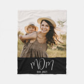 Mom Established Black Modern Script Photo Fleecedecke (Vorderseite)