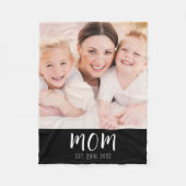 Mom Established Black Modern Script Photo Fleecedecke (Vorderseite)