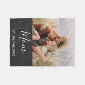 Mom Established Black Modern Script Photo Fleecedecke (Vorderseite (Horizontal))