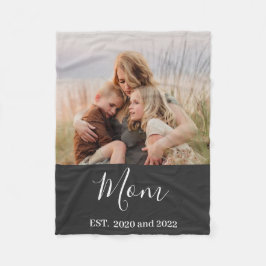 Mom Established Black Modern Script Photo  Fleecedecke