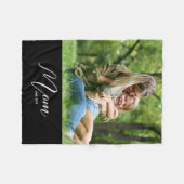 Mom Established Black Modern Script Photo Fleecedecke (Vorderseite (Horizontal))
