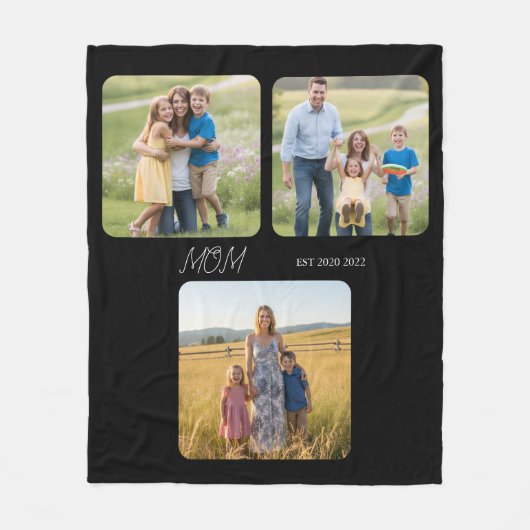Mom Established Black Script 3 Photo   Fleecedecke (Vorderseite)