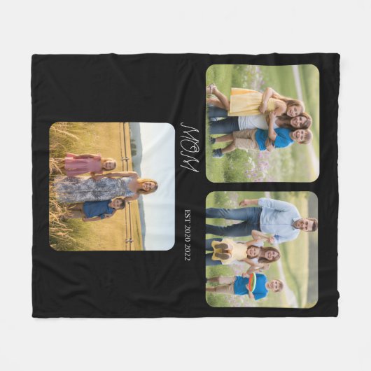 Mom Established Black Script 3 Photo   Fleecedecke (Vorderseite (Horizontal))