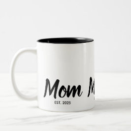  Mom Established Black Script Custom Year Zweifarbige Tasse