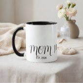 Mom Established Black Script New Mom Gift  Tasse