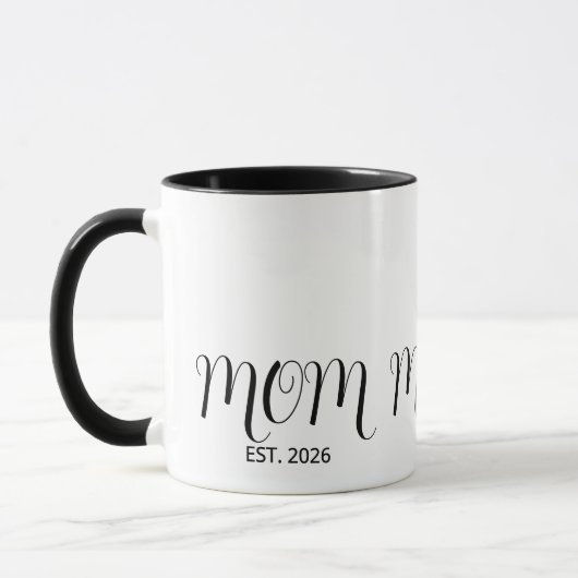 Mom Established Black Script New Mom Gift  Tasse (Links)