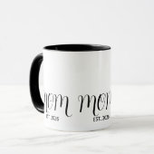 Mom Established Black Script New Mom Gift  Tasse (Vorderseite Links)