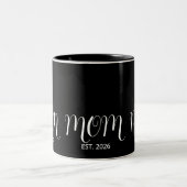 Mom Established Black Script New Mom Gift Zweifarbige Tasse (Mittel)