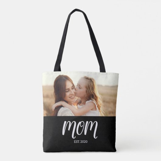 Mom Established Black Script Photo Tasche (Rückseite)