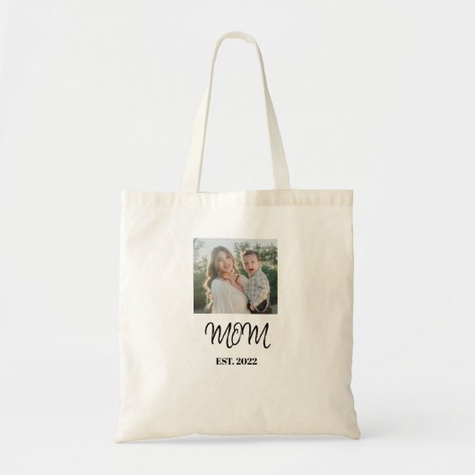 Mom Established, Black Script, Photo Tote Bag Tragetasche (Vorne)