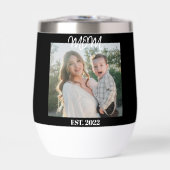 Mom Established, Black Script, Photo Wine Tumbler (Vorderseite)
