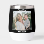 Mom Established, Black Script, Photo Wine Tumbler (Rückseite)