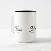 Mom Established Black Script Zweifarbige Tasse (Vorderseite Links)