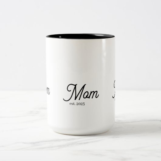 Mom Established Black Script Zweifarbige Tasse (Mittel)