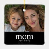  Mom Established Black White Modern Photo  Keramikornament (Rückseite)