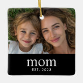  Mom Established Black White Modern Photo  Keramikornament (Vorderseite)