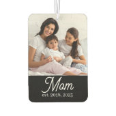 Mom Established Black White Script Photo Autolufterfrischer (Rückseite)