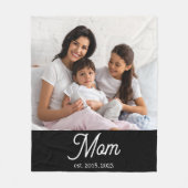 Mom Established Black White Script Photo Fleecedecke (Vorderseite)