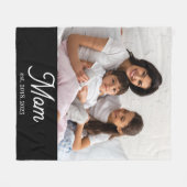 Mom Established Black White Script Photo Fleecedecke (Vorderseite (Horizontal))