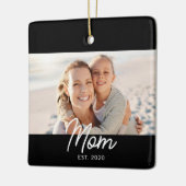 Mom Established Black White Script Photo Keramikornament (Links)