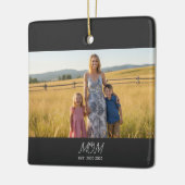 Mom Established Black White Script Photo Keramikornament (Links)