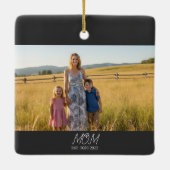Mom Established Black White Script Photo Keramikornament (Rückseite)