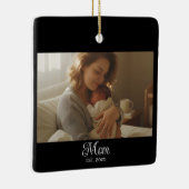 Mom Established Black White Script Photo Keramikornament (Rechts)