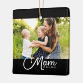 Mom Established Black White Script Photo  Keramikornament (Links)