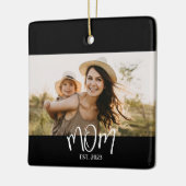Mom Established Black White Script Photo Keramikornament (Links)