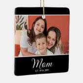 Mom Established Black White Script Photo Keramikornament (Rechts)