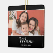 Mom Established Black White Script Photo Keramikornament (Links)