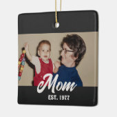 Mom Established Black White Script Photo Keramikornament (Links)