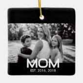 Mom Established Black White Script Photo Keramikornament (Vorderseite)