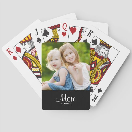 Mom Established Black White Script Photo Spielkarten (Rückseite)