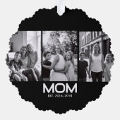 Mom Established Bold Black 3 Photo Ornament Karte (Rückseite)