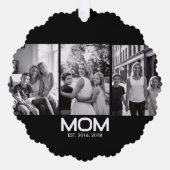 Mom Established Bold Black 3 Photo Ornament Karte (Vorderseite)