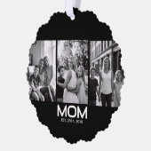Mom Established Bold Black 3 Photo Ornament Karte (Links)