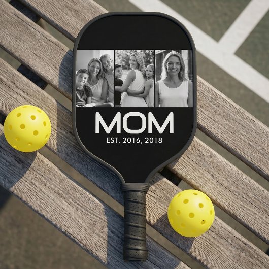 Mom Established Bold Black 3 Photo Pickleball Schläger