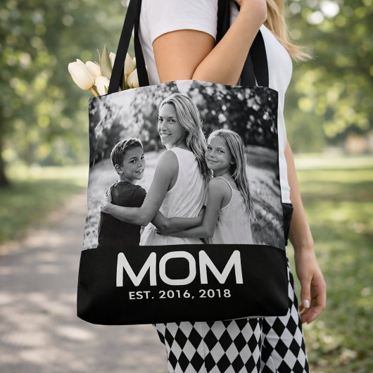 Mom Established Bold Black Photo Tasche