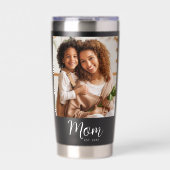 Mom Established Date Black Photo White Script Gift Thermobecher (Vorderseite)