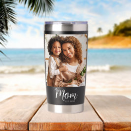 Mom Established Date Black Photo White Script Gift Thermobecher