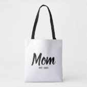 Mom Established Date Black Script Custom Text Tasche (Vorderseite)