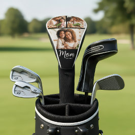 Mom Established Date Bold Script Modern 3 Photo Golf Headcover